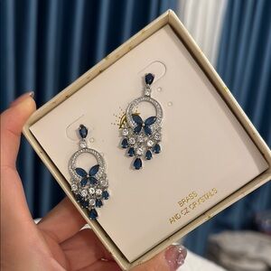 Eye candy luxe collection Elegant Silver and Blue Drop Earrings